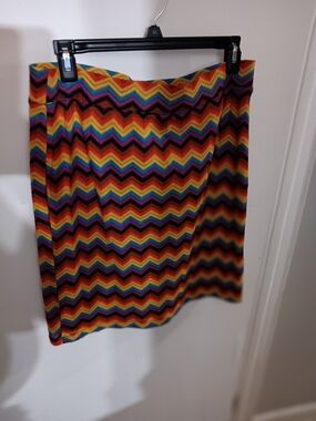 Multicolor Chevron Pencil Skirt - Rainbow Stripe